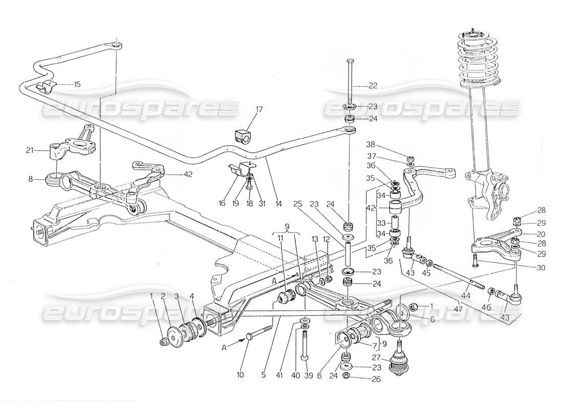 maserati 228 front suspension part diagram