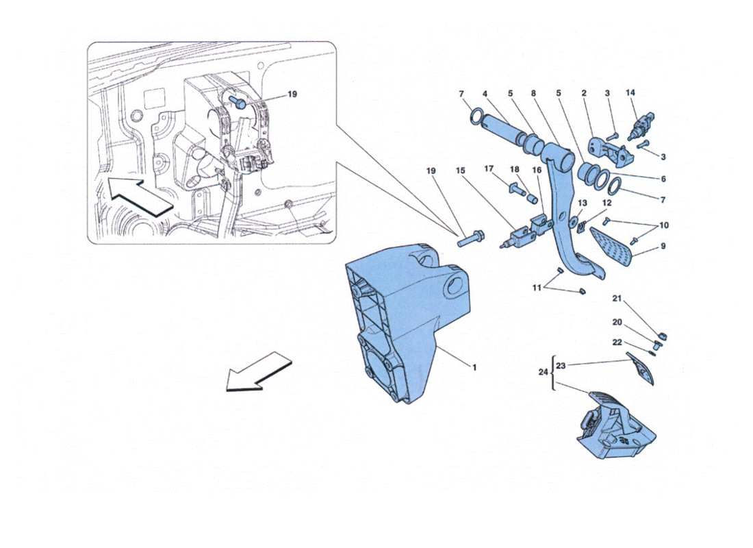 ferrari 458 challenge gruppo pedaliera completa part diagram