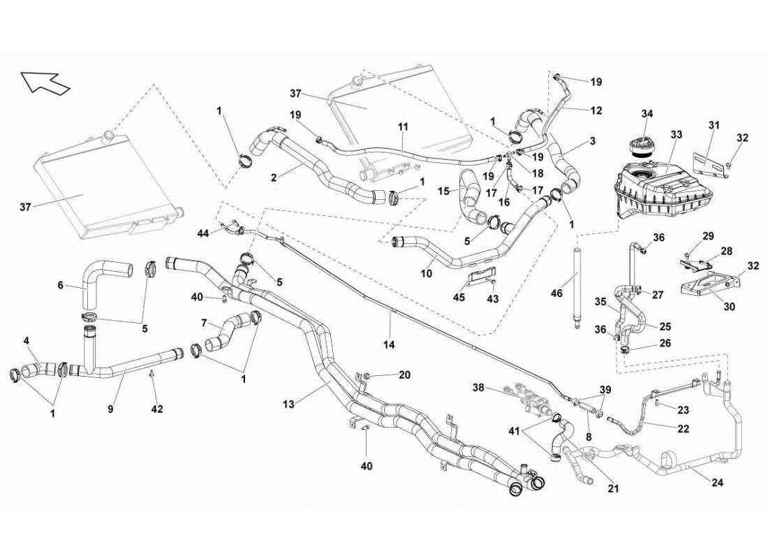 lamborghini gallardo sts ii sc water cooling system part diagram