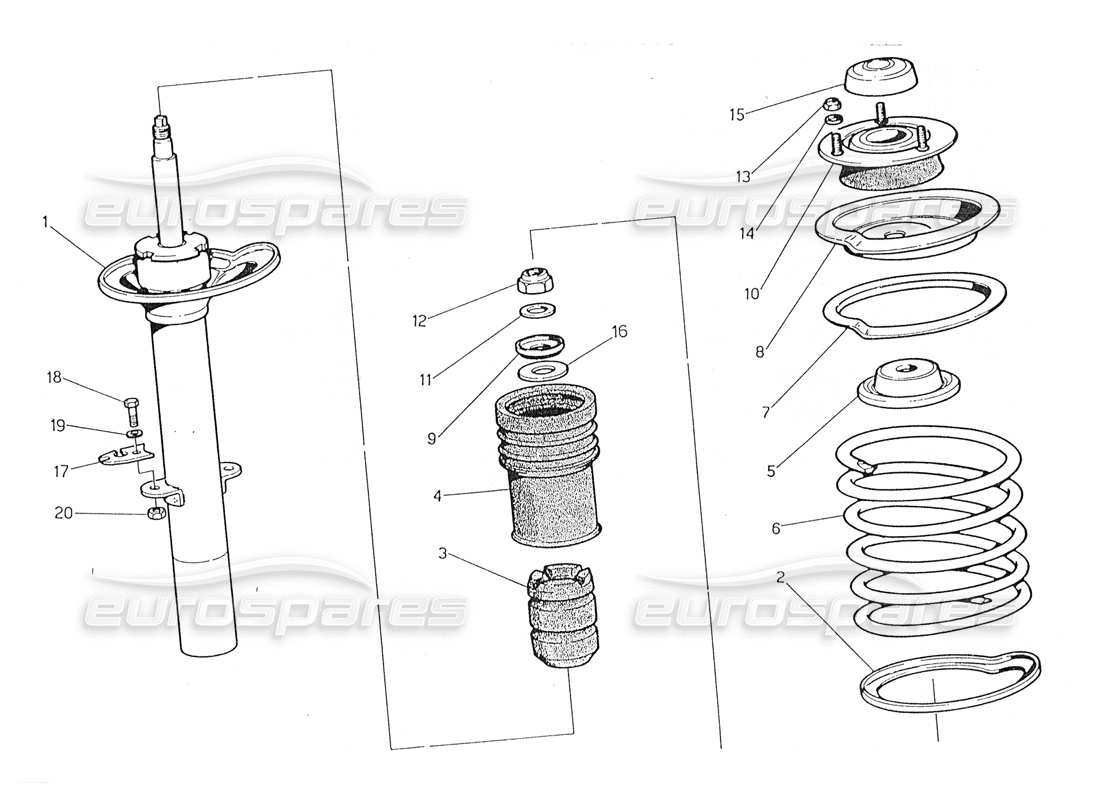 maserati 228 front shock absorber part diagram