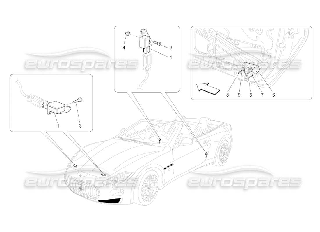 maserati grancabrio (2011) 4.7 crash sensors part diagram