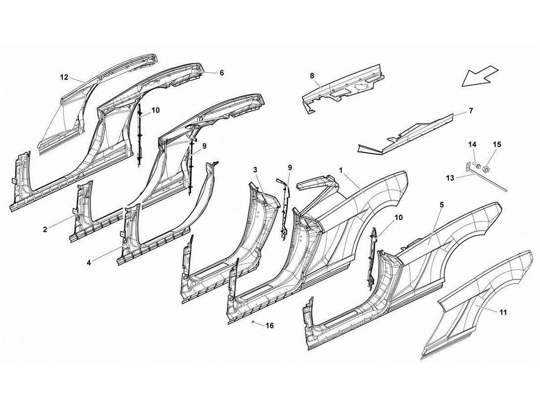 lamborghini gallardo lp570-4s perform lateral frame attachments part diagram