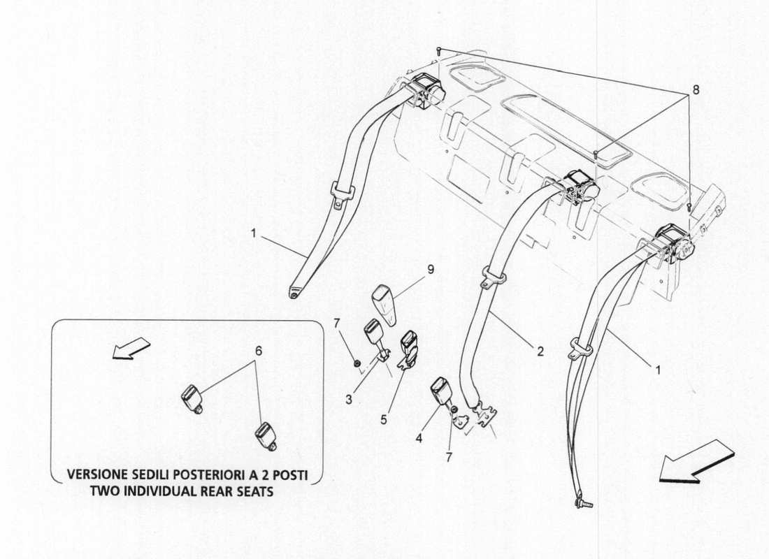 maserati qtp. v6 3.0 bt 410bhp 2015 rear seat belts part diagram