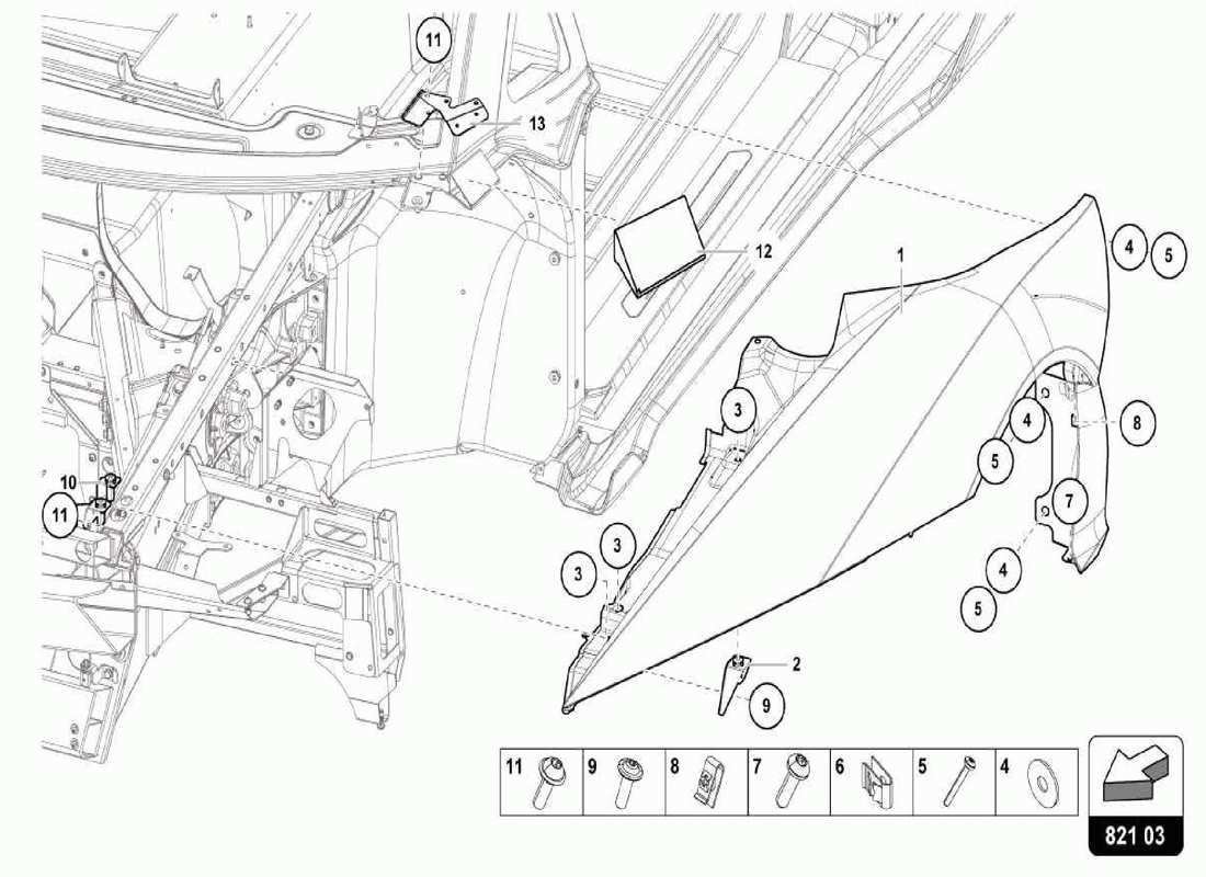 lamborghini centenario spider wing protector part diagram