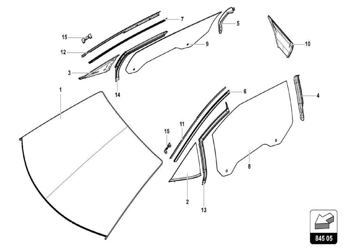 lamborghini centenario spider window glasses part diagram