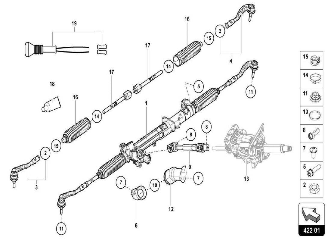 lamborghini centenario spider steering rod part diagram