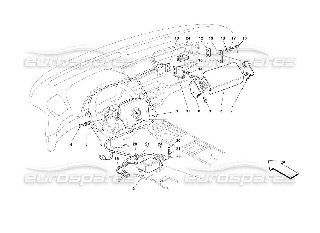 ferrari 355 (2.7 motronic) air-bags part diagram