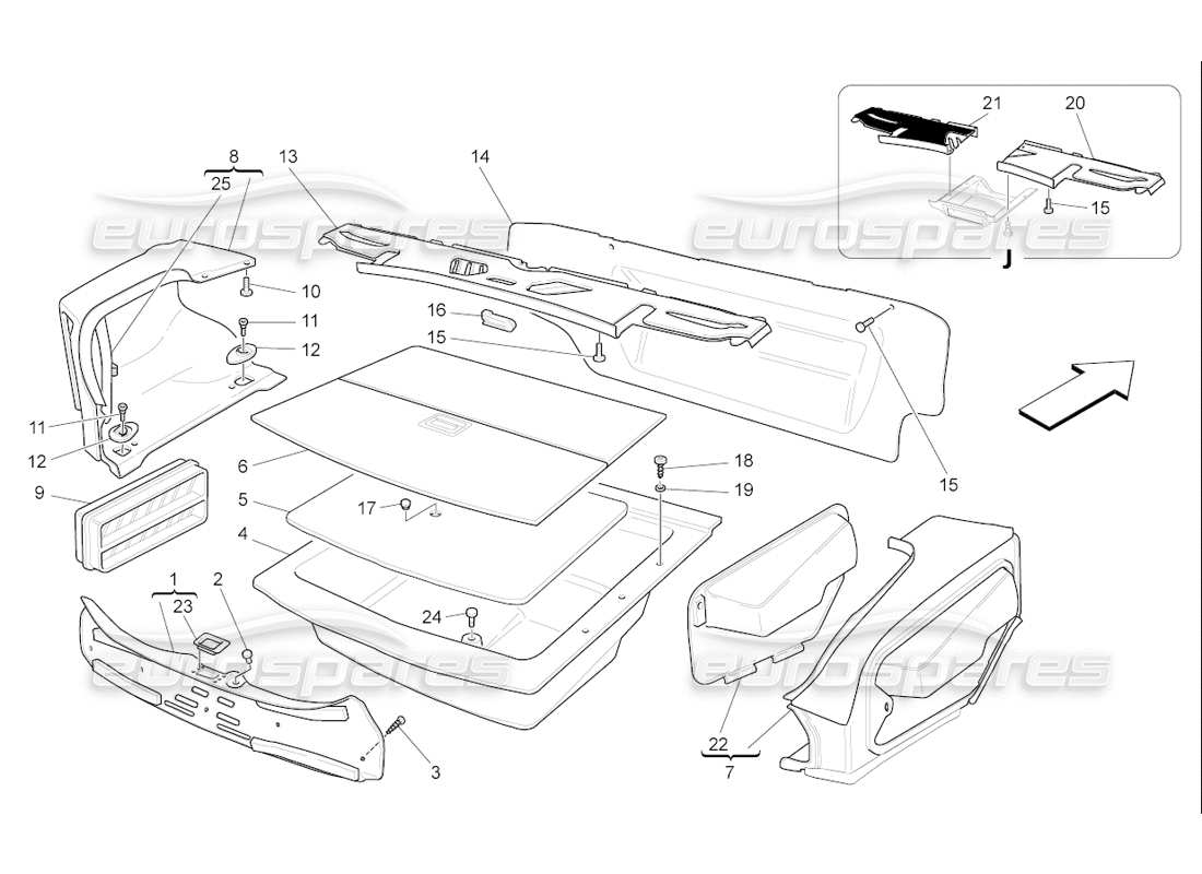 maserati qtp. (2006) 4.2 f1 luggage compartment mats part diagram