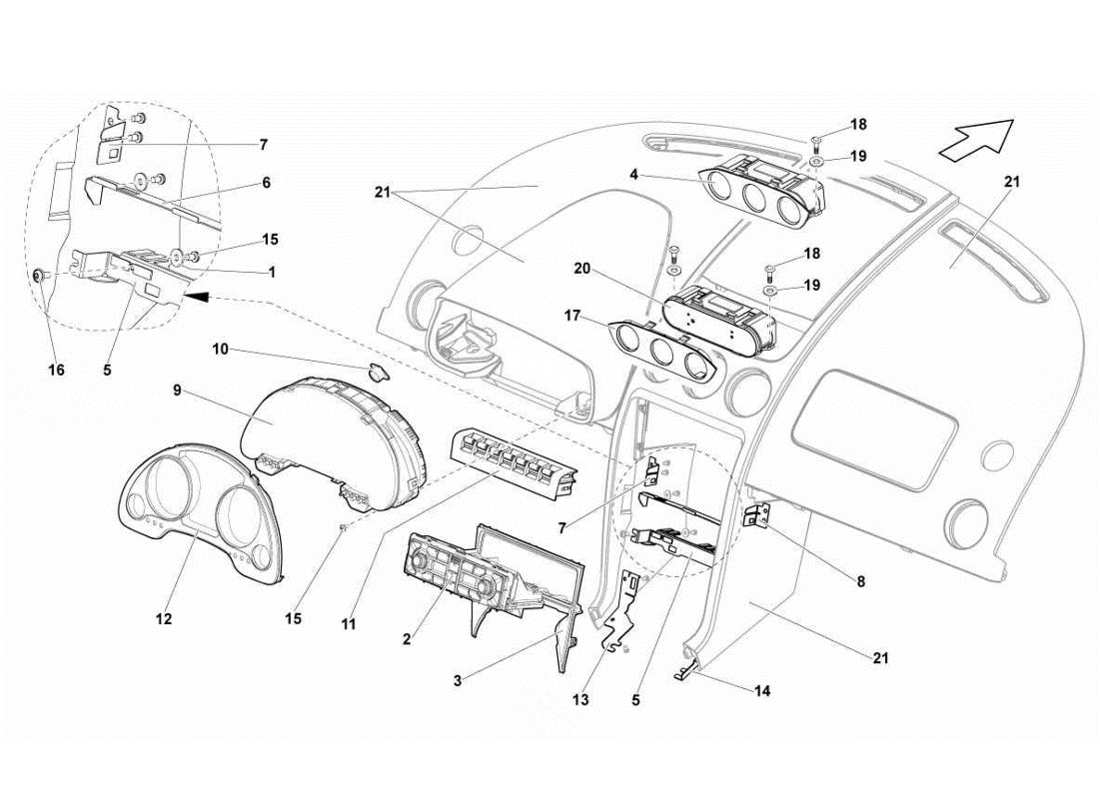 lamborghini gallardo lp570-4s perform dashboard instruments part diagram