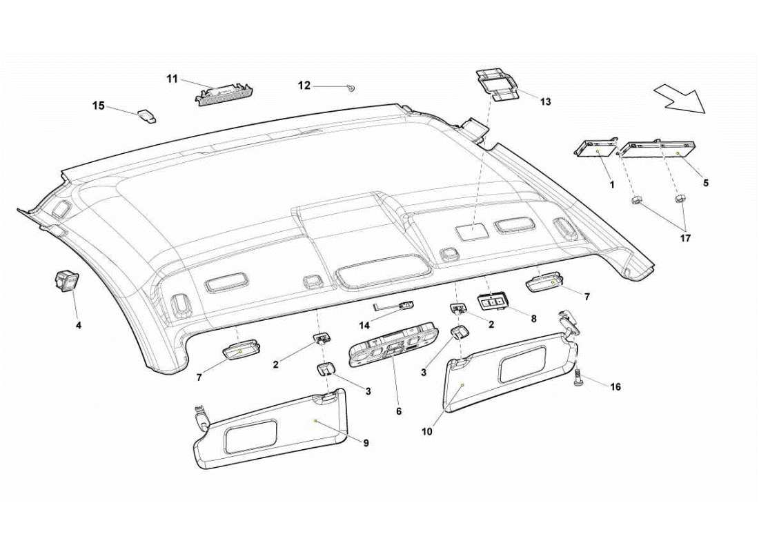 lamborghini gallardo sts ii sc roof panel accessories part diagram