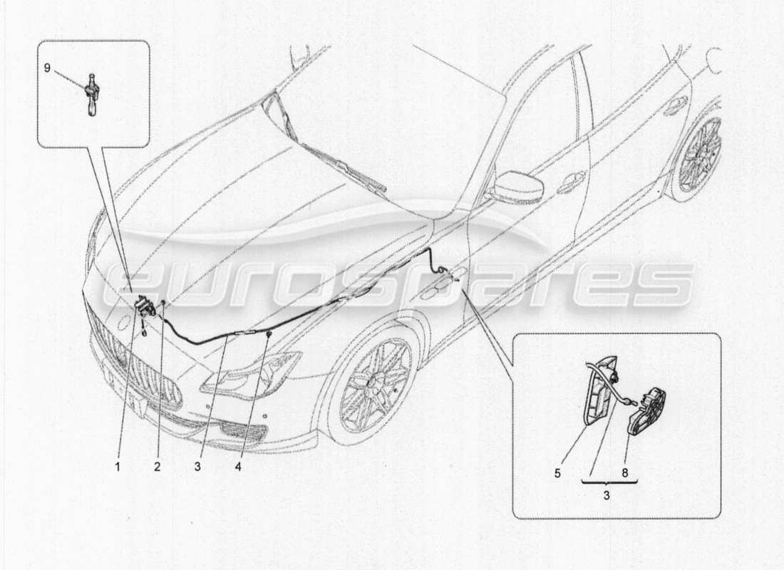 maserati qtp. v8 3.8 530bhp auto 2015 front lid opening button part diagram