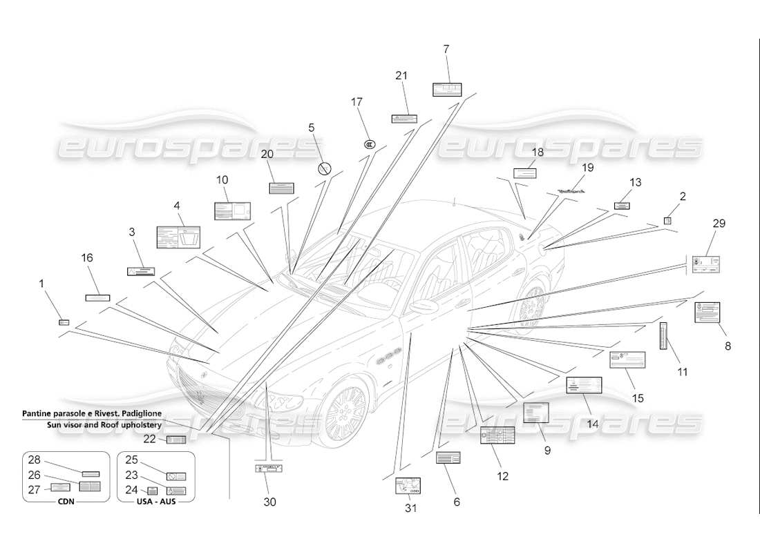 maserati qtp. (2006) 4.2 f1 stickers and labels part diagram