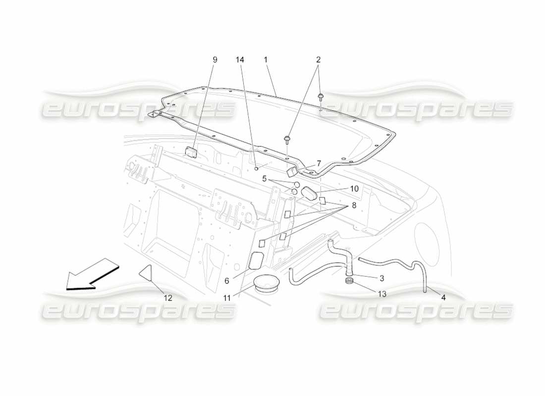 maserati grancabrio (2011) 4.7 electrical capote: top housing part diagram