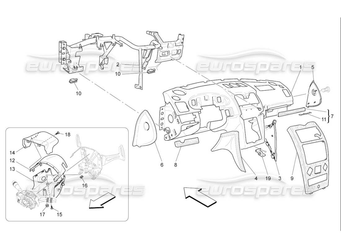 maserati qtp. (2007) 4.2 f1 dashboard unit part diagram