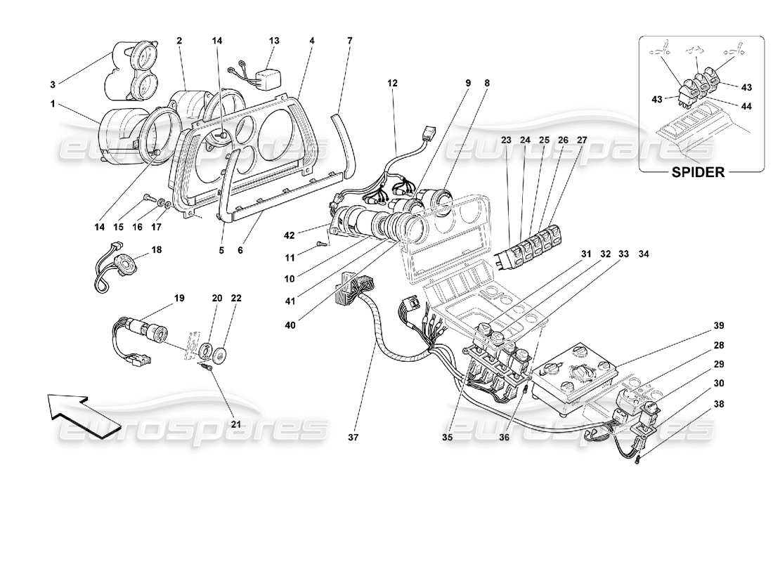 ferrari 355 (2.7 motronic) instruments part diagram