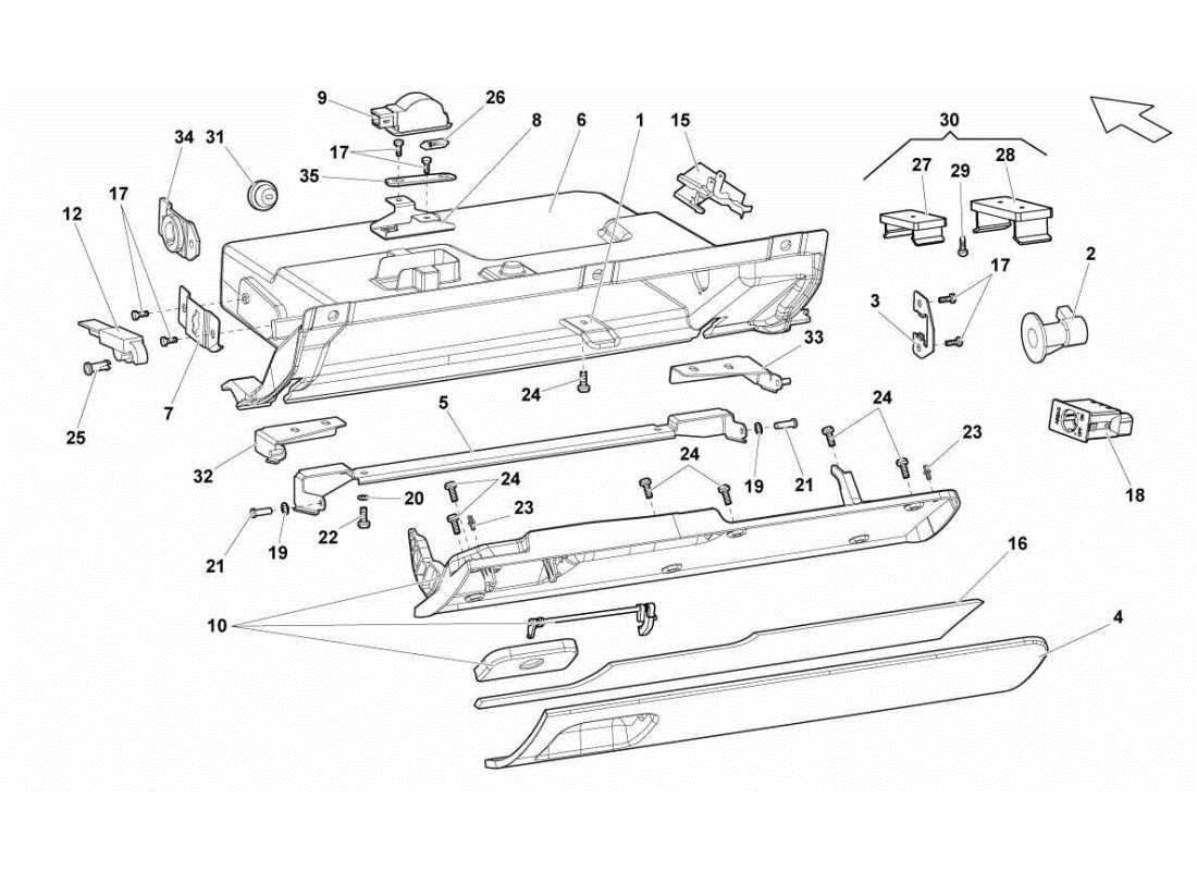 lamborghini gallardo sts ii sc passenger side drawer part diagram