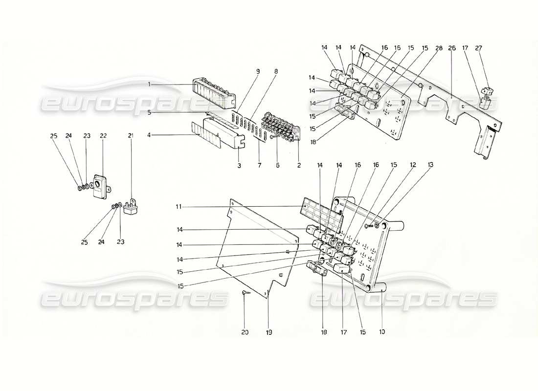 ferrari 308 gt4 dino (1976) fuses and relays part diagram