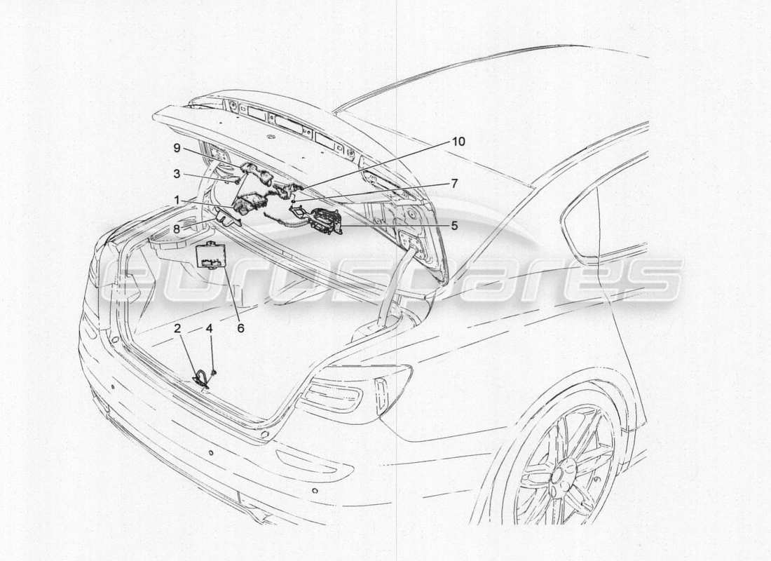 maserati qtp. v8 3.8 530bhp 2014 auto rear lid opening control part diagram