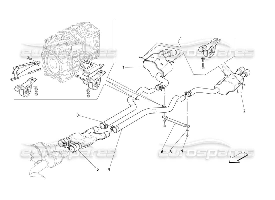 maserati qtp. (2003) 4.2 silencers part diagram