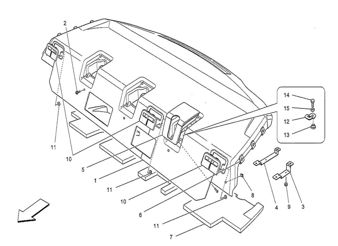 maserati qtp. v8 3.8 530bhp 2014 rear parcel shelf part diagram