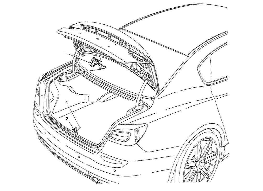 maserati qtp. v8 3.8 530bhp 2014 rear lid opening control part diagram