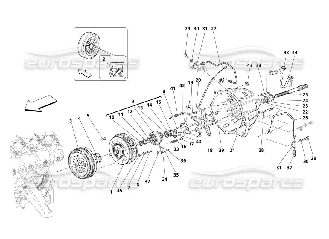 maserati qtp. (2003) 4.2 clutch disc & housing for f1 gearbox part diagram