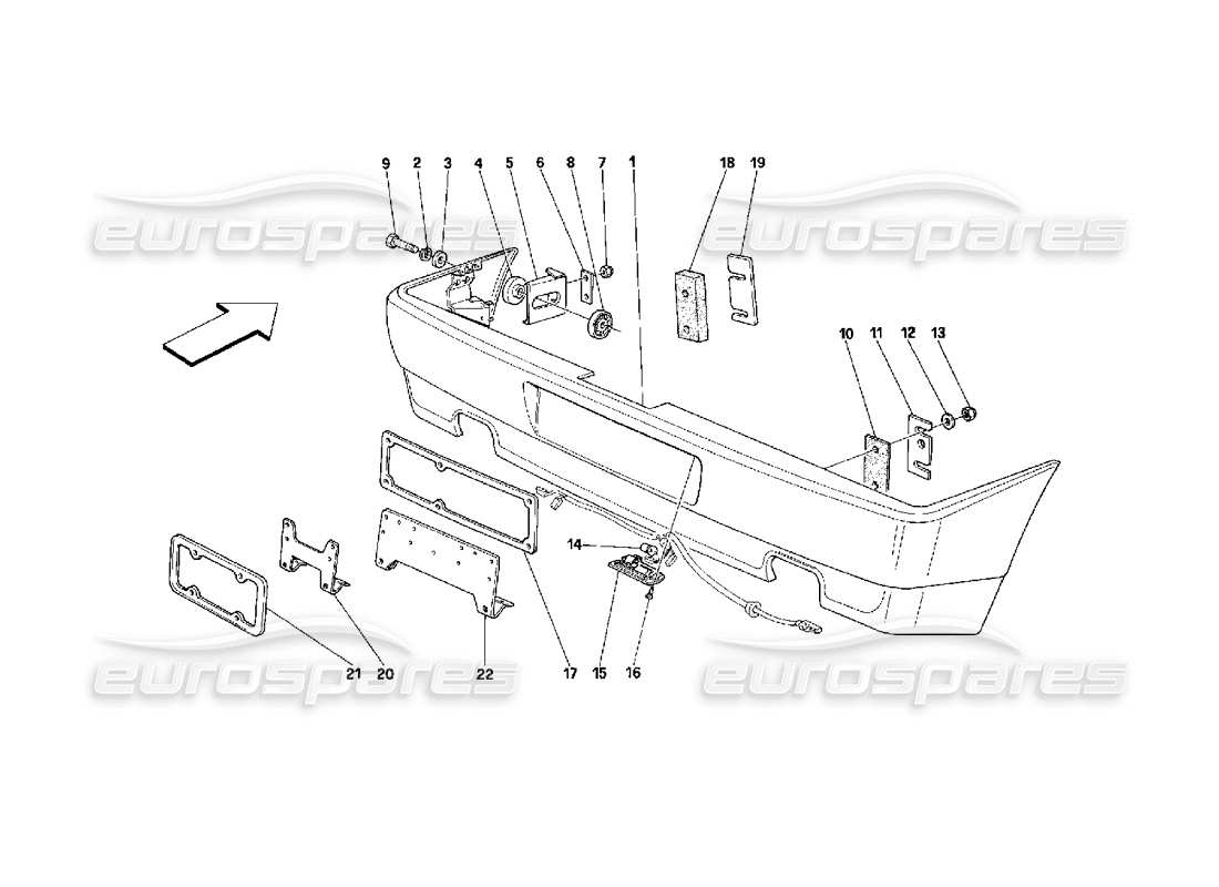 ferrari 348 (2.7 motronic) rear bumper parts diagram