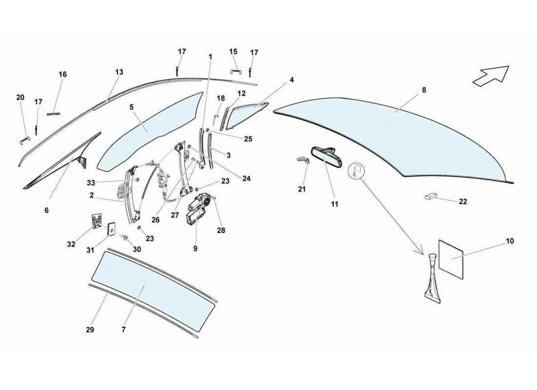 lamborghini gallardo sts ii sc windows part diagram