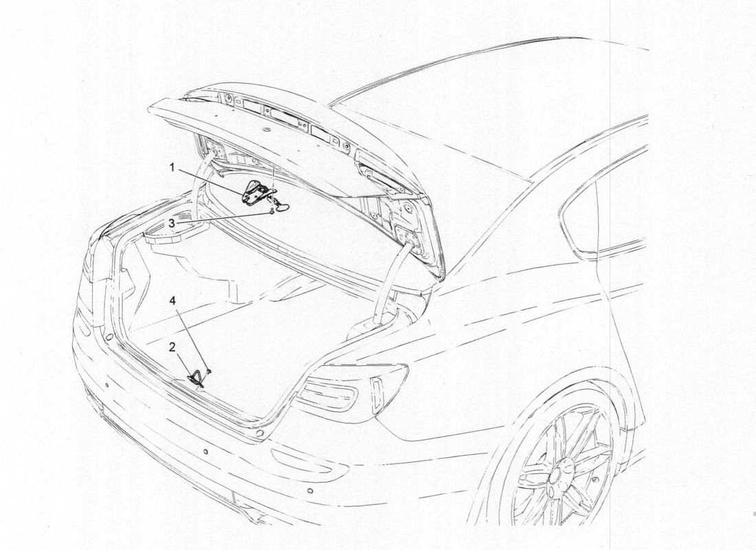 maserati qtp. v6 3.0 bt 410bhp 2wd 2017 rear lid opening control part diagram