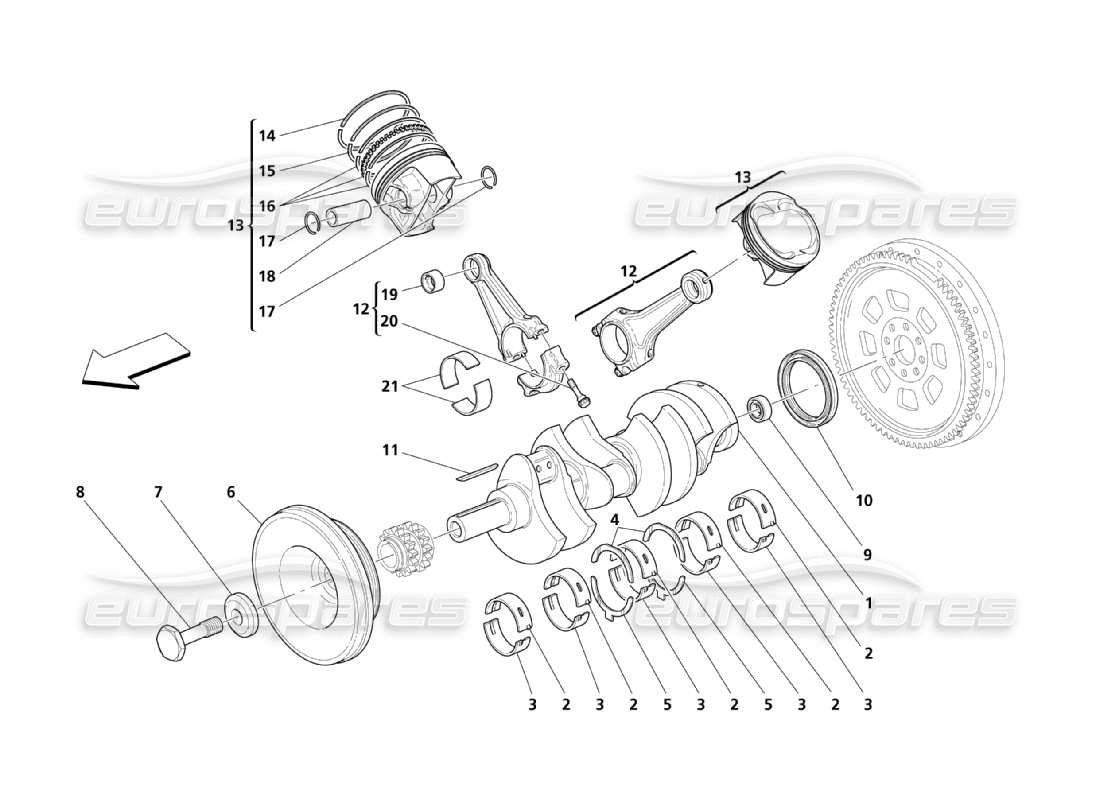 maserati qtp. (2003) 4.2 crank mechanism part diagram