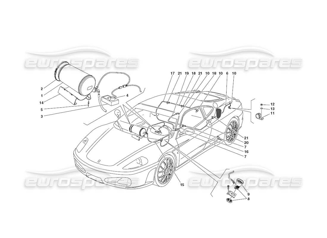 ferrari 430 challenge (2006) fire-proof system part diagram