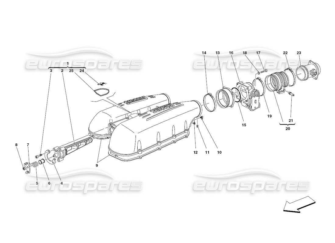 ferrari 430 challenge (2006) air intake manifold cover part diagram