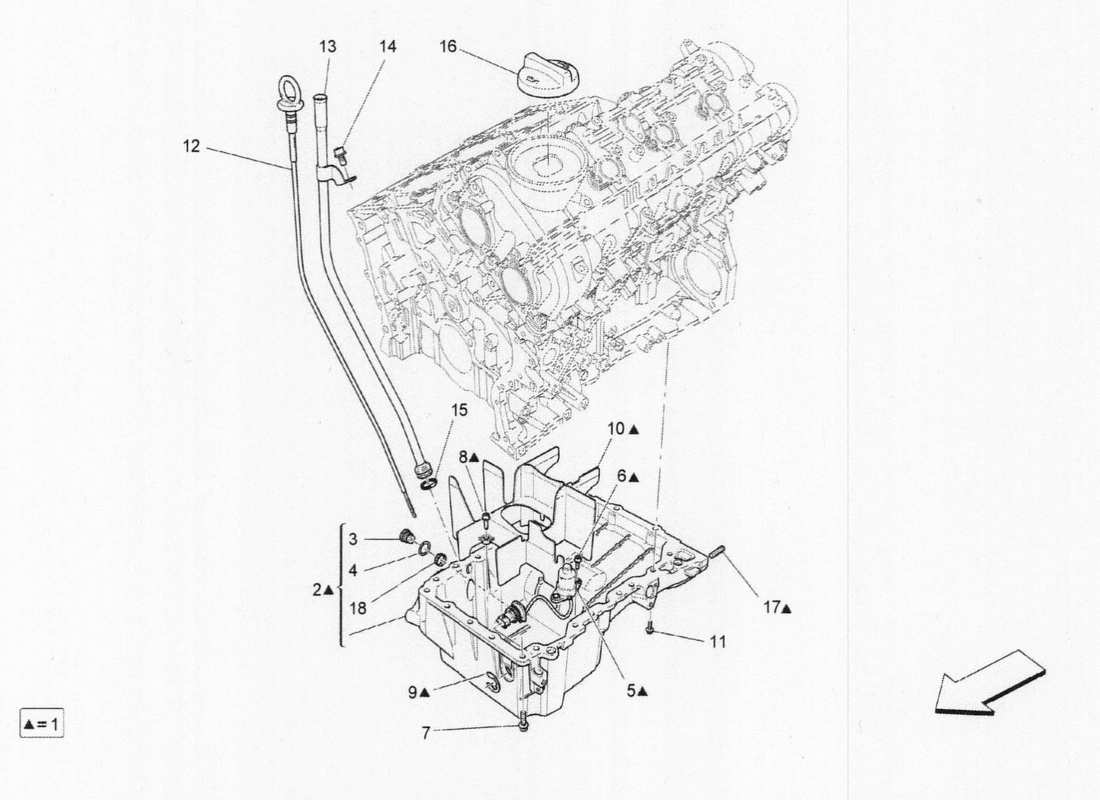 maserati qtp. v6 3.0 bt 410bhp 2wd 2017 lubrication system: circuit and collection part diagram