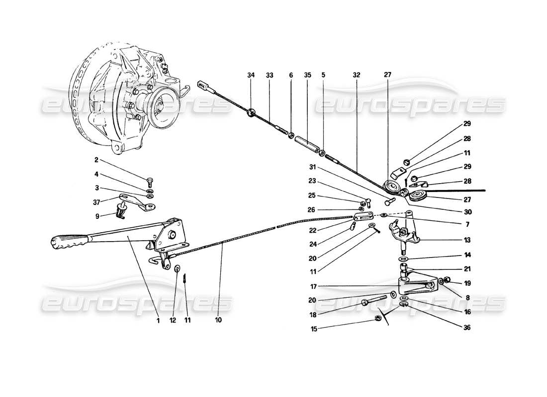 ferrari 308 gtb (1980) hand-brake control part diagram