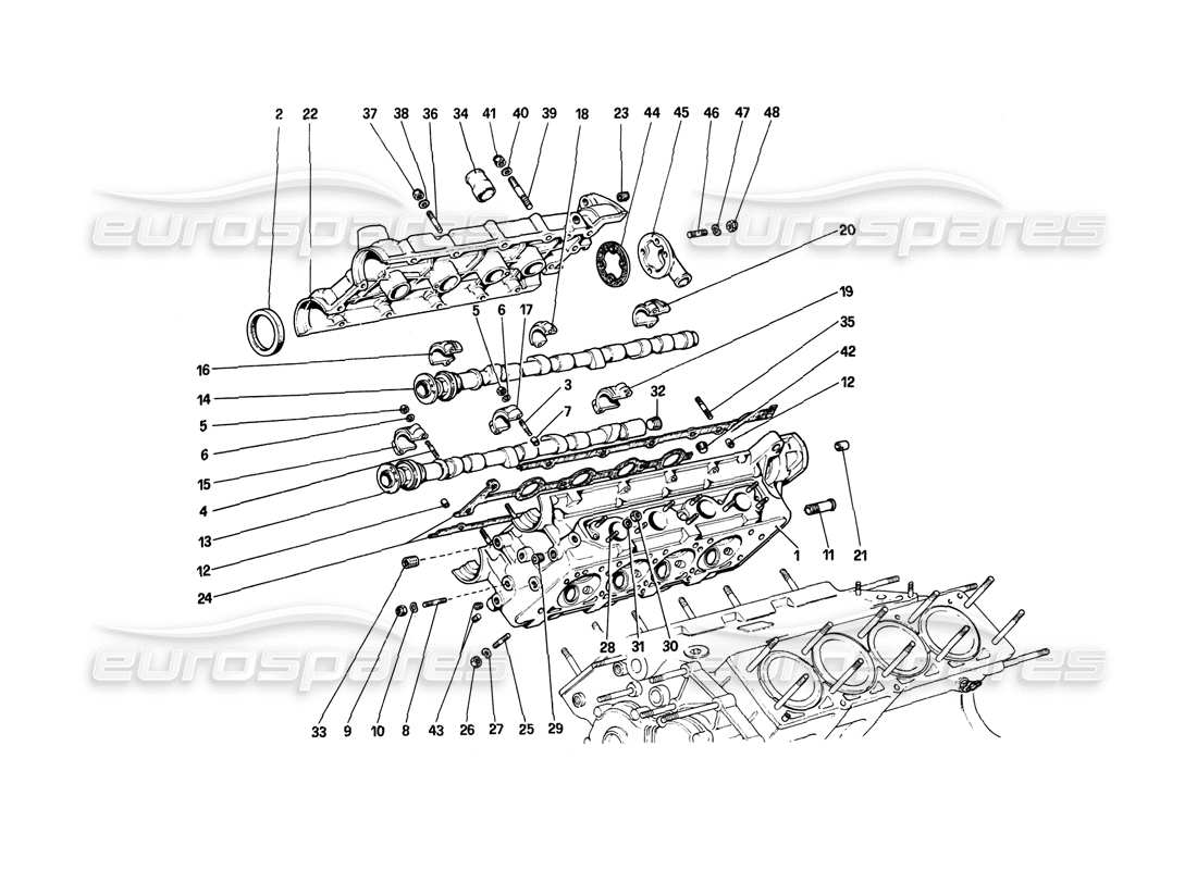 ferrari mondial 8 (1981) cylinder head (right) part diagram