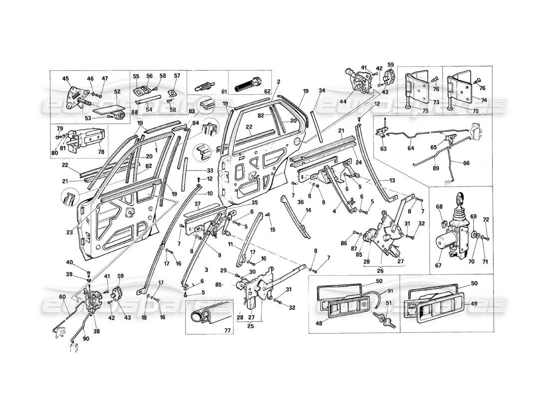 maserati qtp.v8 4.9 (s3) 1979 doors part diagram