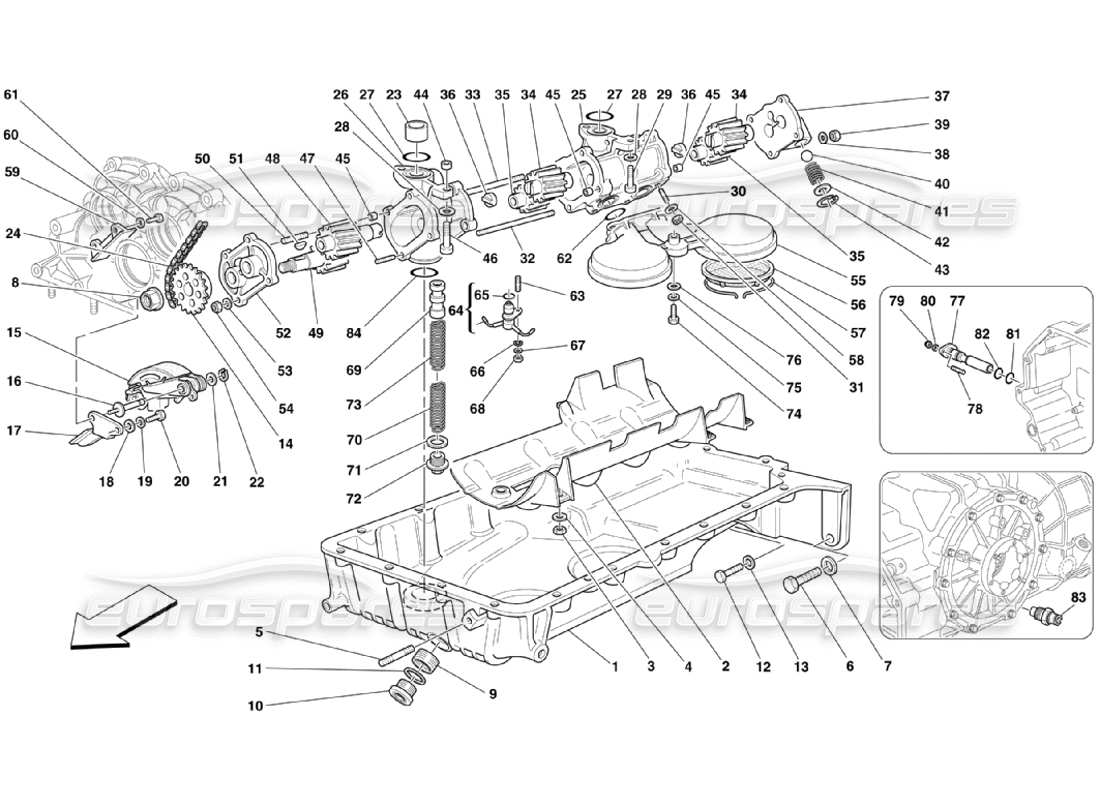 ferrari 360 challenge stradale pumps and oil sump part diagram