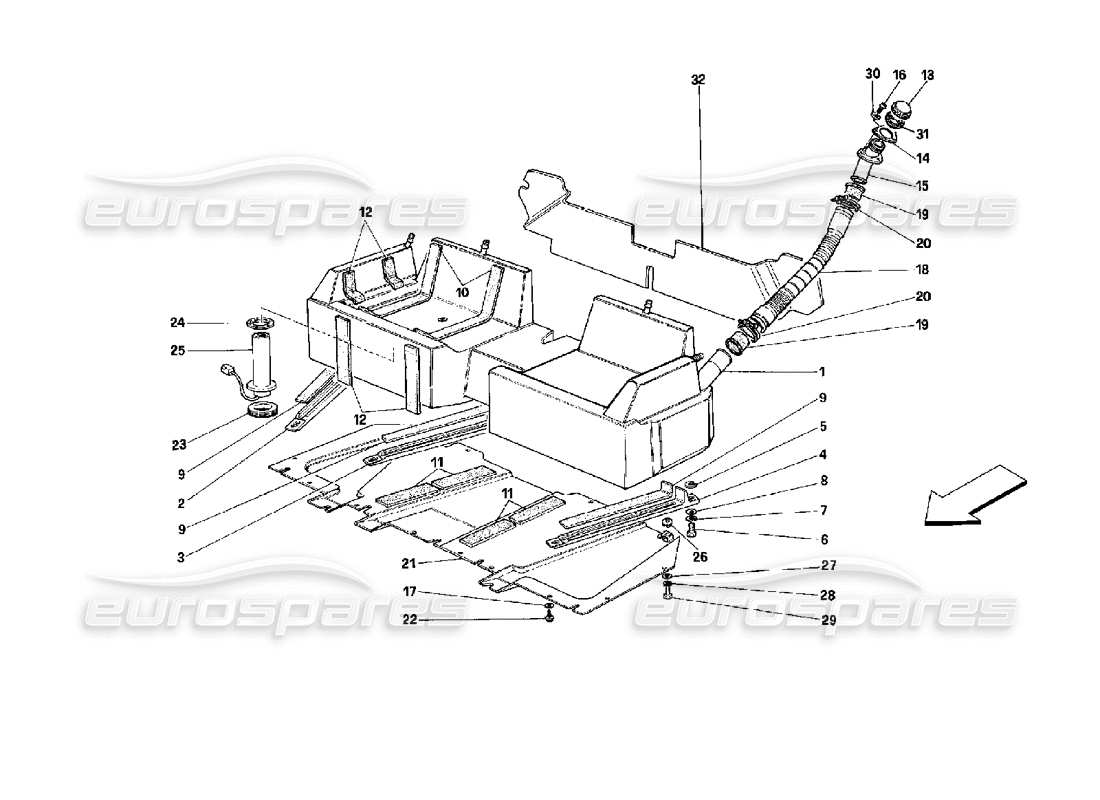 ferrari mondial 3.4 t coupe/cabrio fuel tank - cabriolet - for cars with catalysts and de - catalysts part diagram