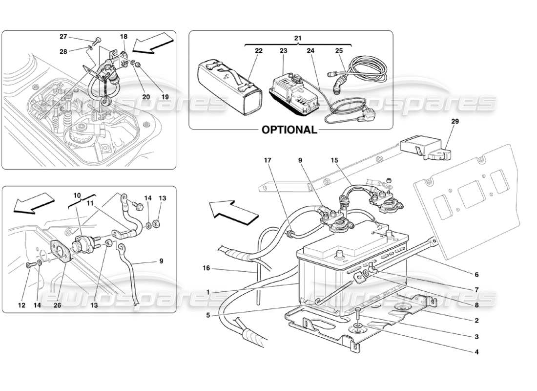 ferrari 360 challenge stradale battery part diagram