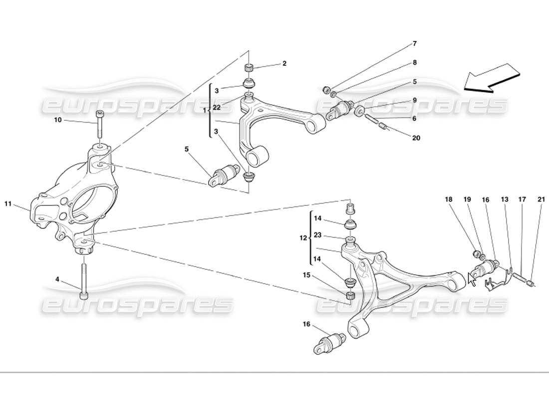 ferrari 360 modena front suspension wishbones part diagram