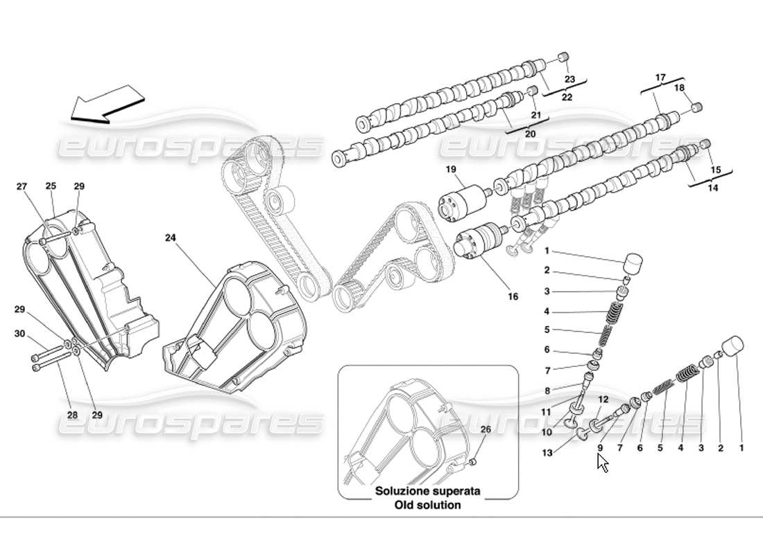 ferrari 360 modena timing tappets and shields part diagram