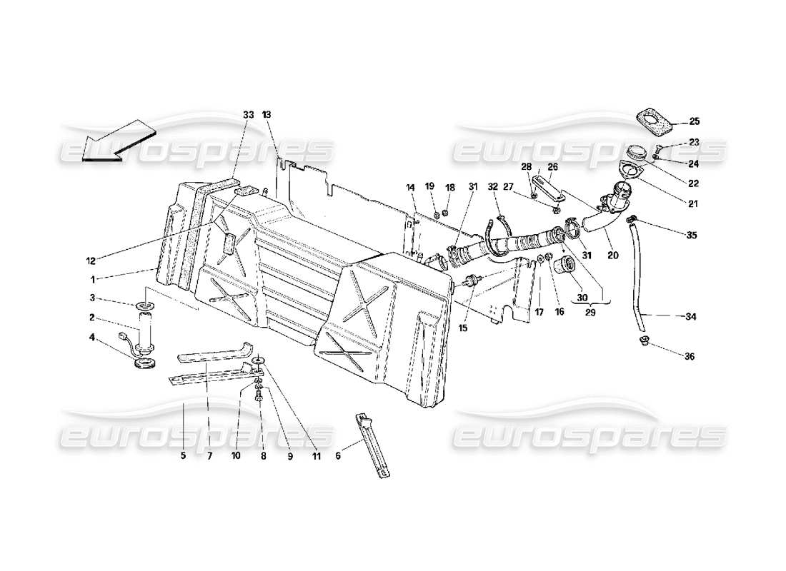 ferrari 348 (2.7 motronic) fuel tank parts diagram