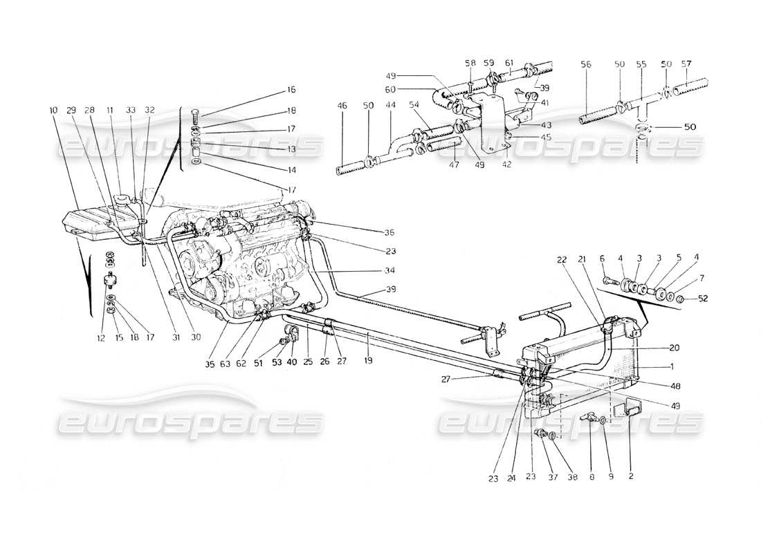 ferrari 308 gt4 dino (1979) cooling system part diagram