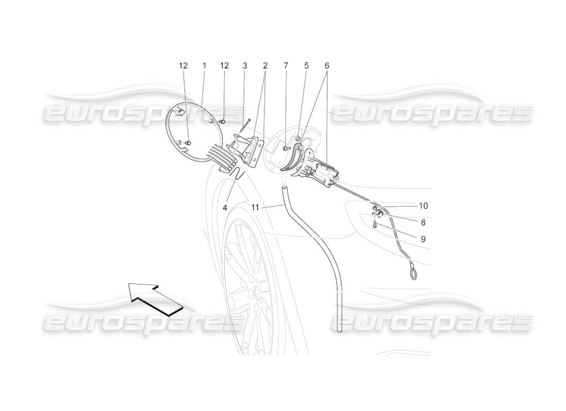 maserati grancabrio (2010) 4.7 fuel tank door and controls part diagram