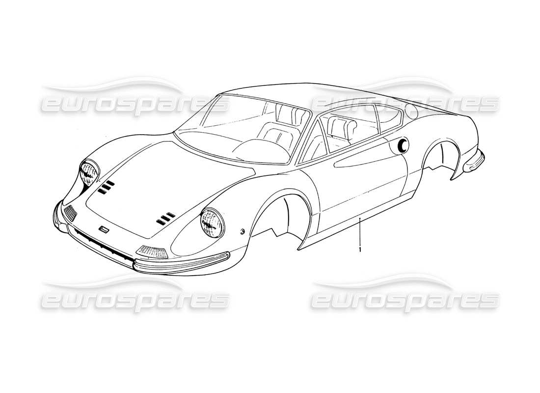 ferrari 246 dino (1975) body shell part diagram