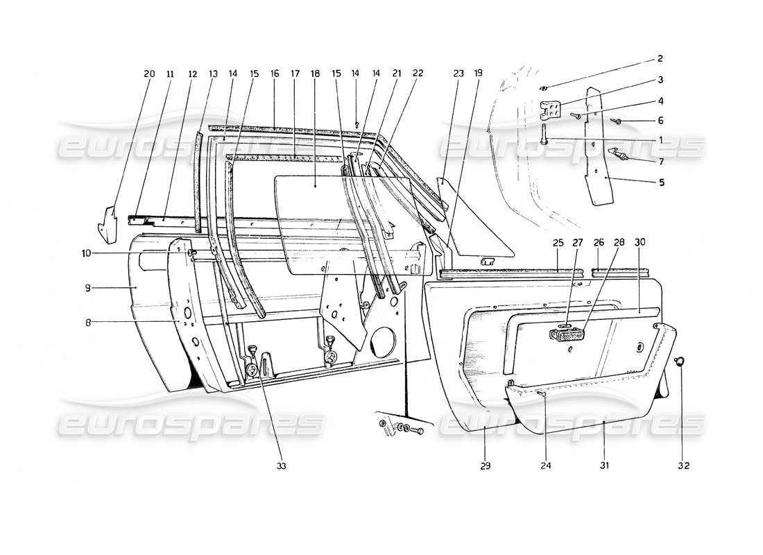 ferrari 308 gt4 dino (1979) doors part diagram