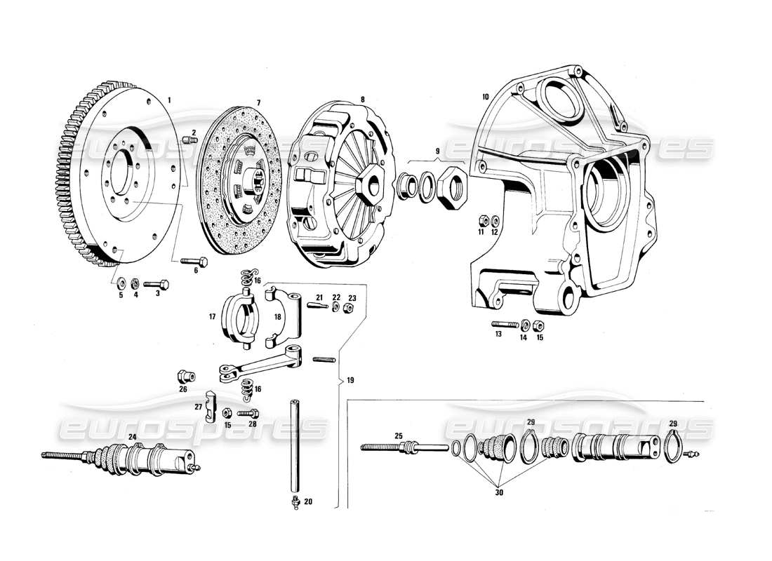 maserati qtp.v8 4.9 (s3) 1979 clutch part diagram