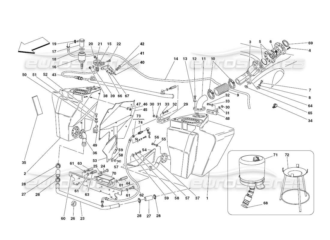 ferrari 430 challenge (2006) fuel tanks part diagram