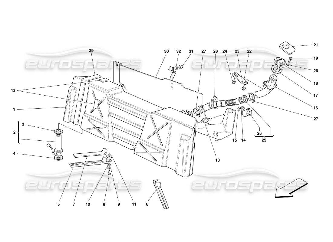 ferrari 355 (5.2 motronic) fuel tank parts diagram