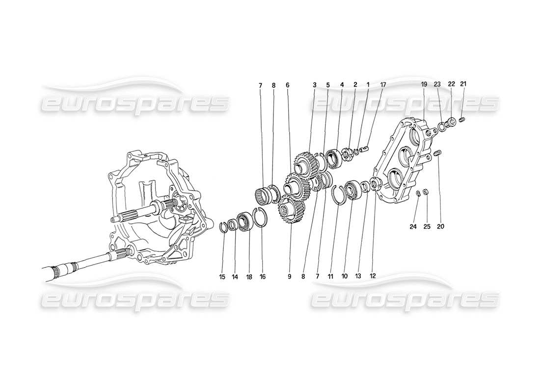 ferrari 208 turbo (1989) gearbox transmission part diagram